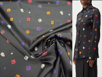 Плательно-блузочная ткань, атласная (шелк 95%, эл. 5%), ширина 140 см.