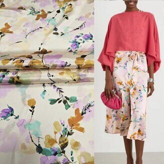 Плательная атласная ткань (шелк 100%), ширина 138 см.